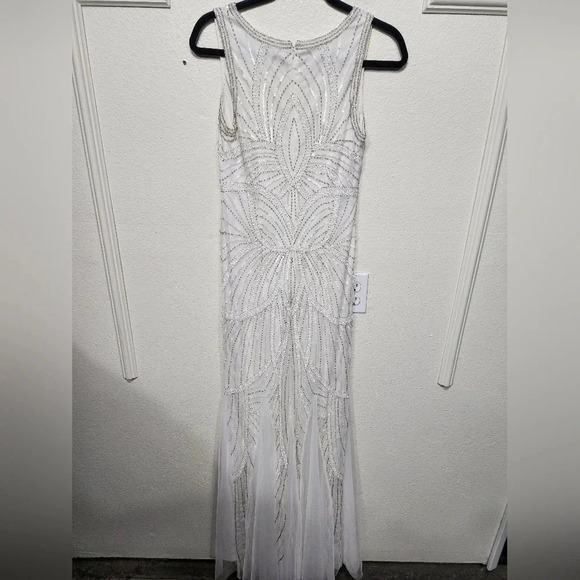 Lulu's Make Them Marvel White Beaded Mermaid Maxi Dress Wedding Bride Party - Picture 11 of 12